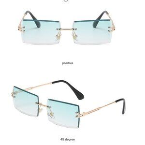 Men Women Sunglasses Green Lens Rectangular  Gang Style Quevo Migos Lentes Gafas